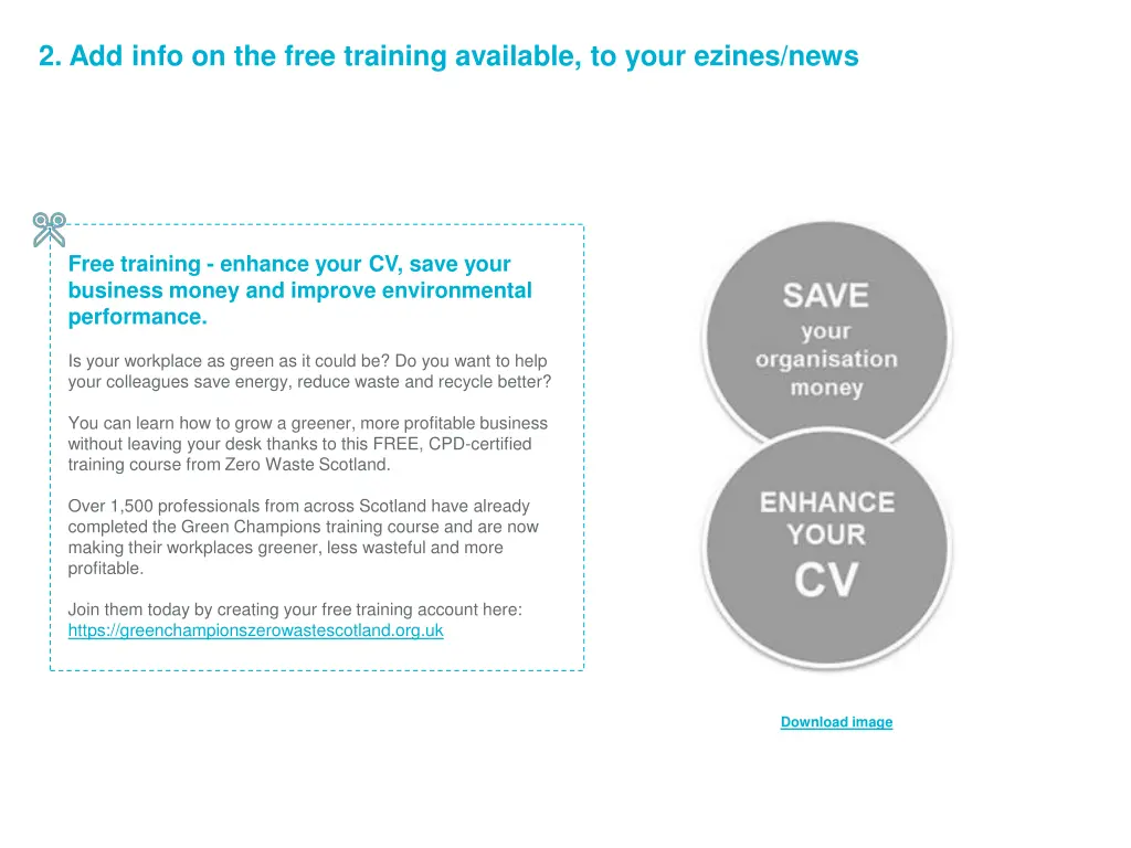 2 add info on the free training available to your