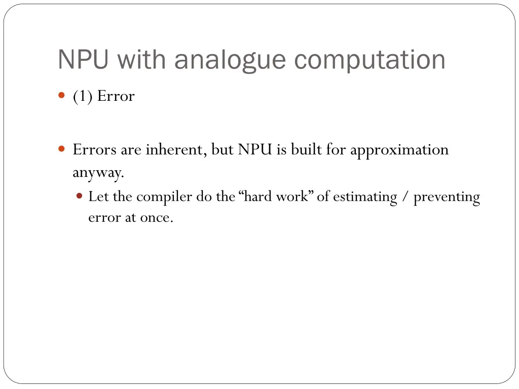 npu with analogue computation