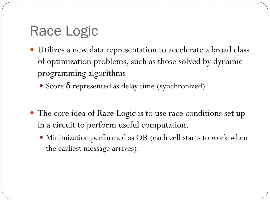 race logic 1