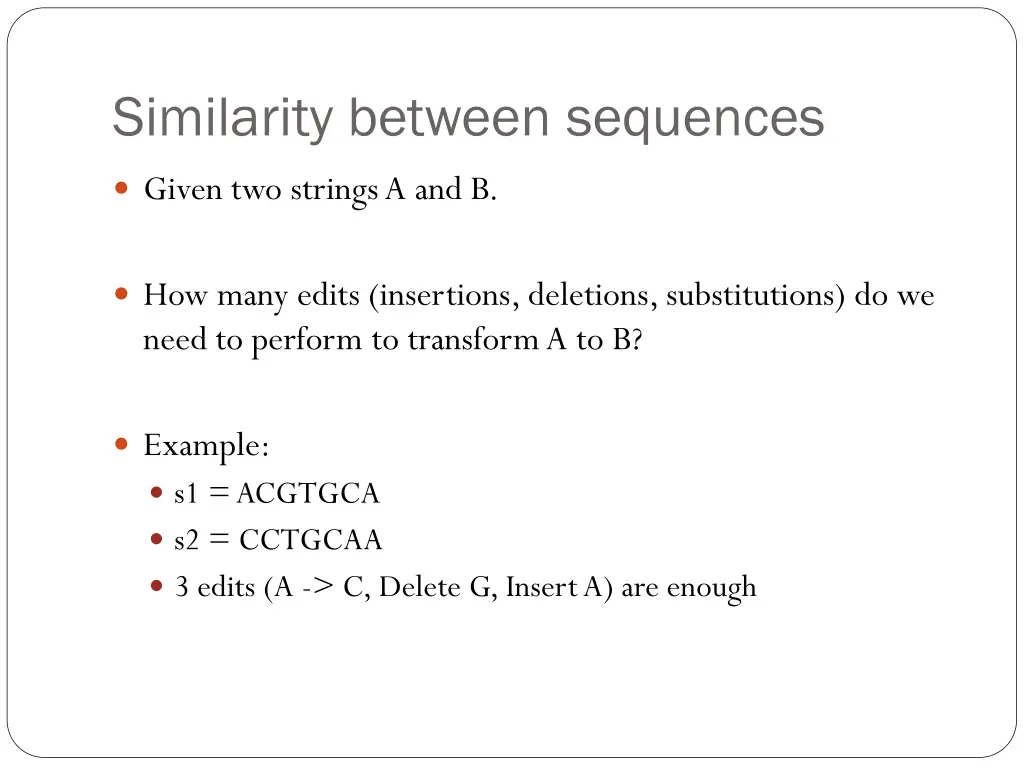 similarity between sequences