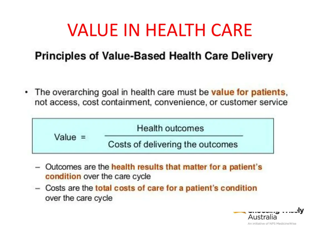 value in health care