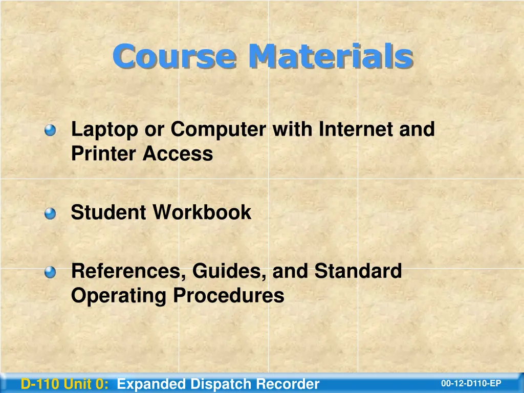 course materials