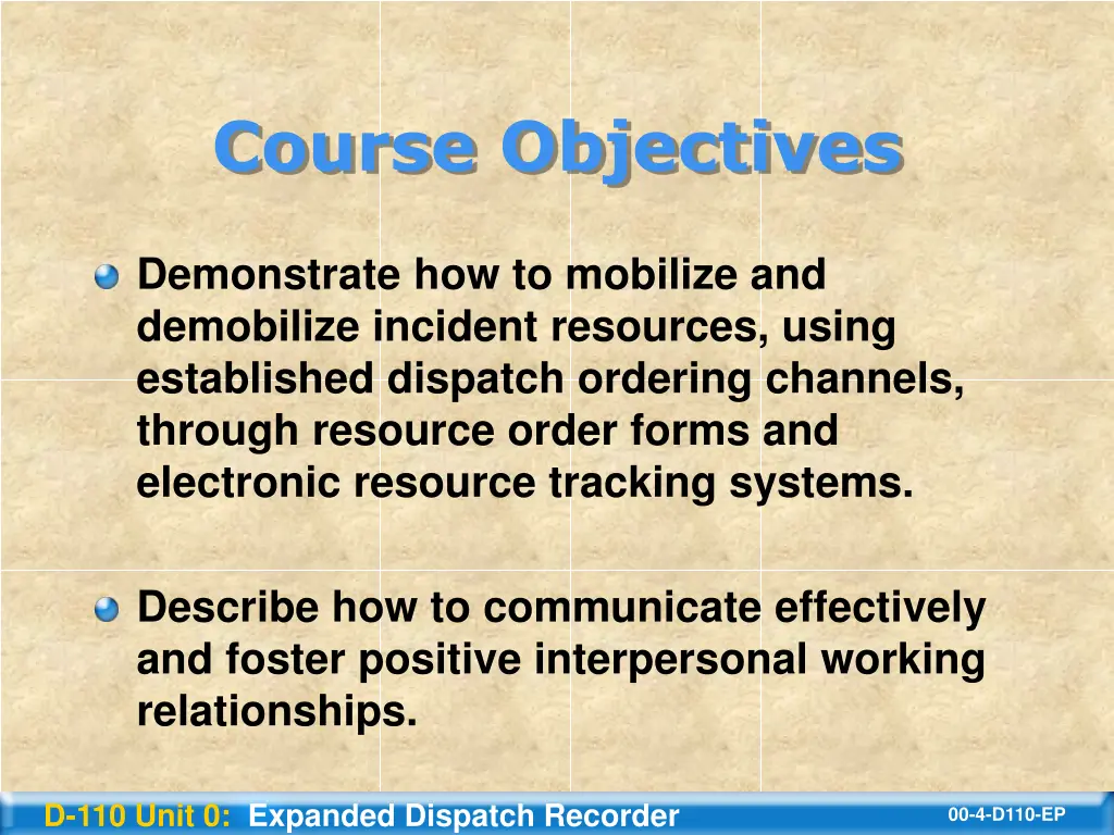 course objectives 1