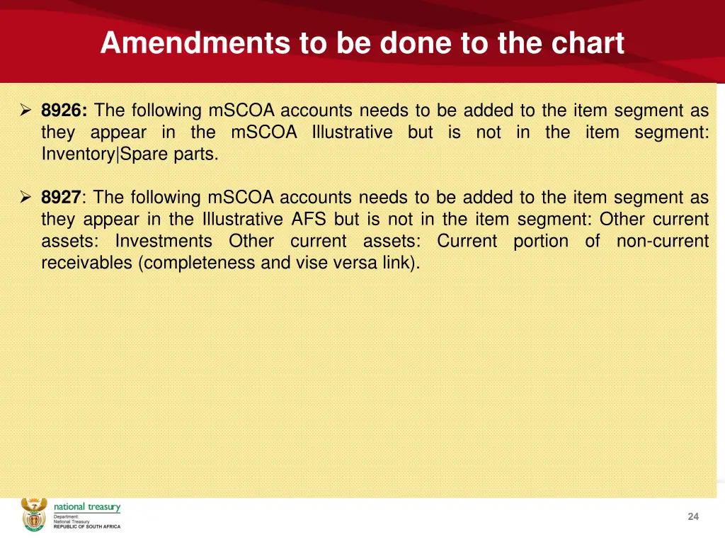 amendments to be done to the chart