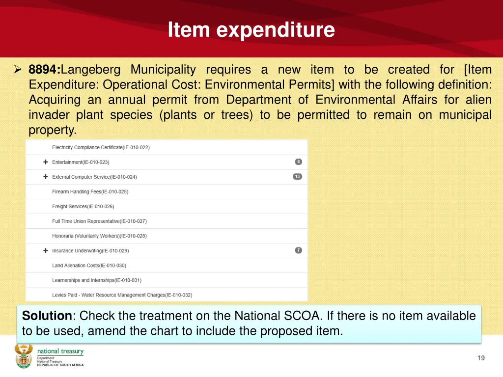 item expenditure 1