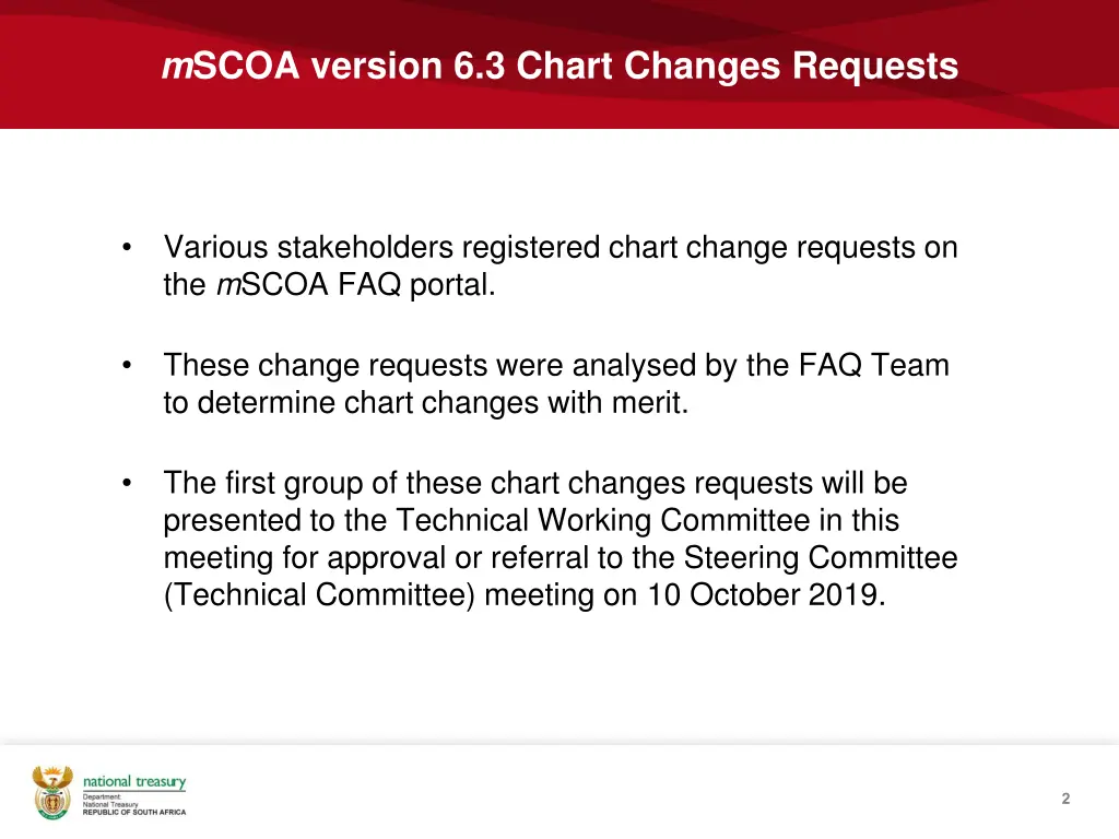 m scoa version 6 3 chart changes requests