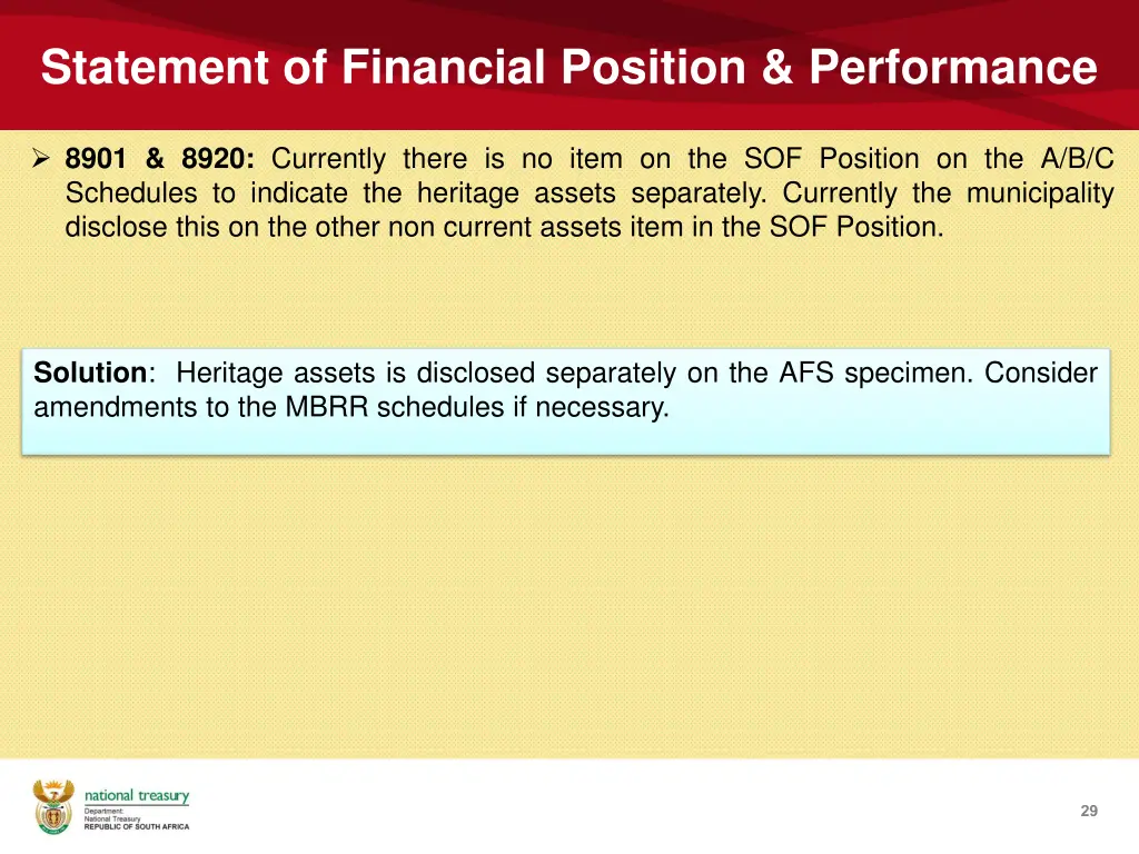 statement of financial position performance 1