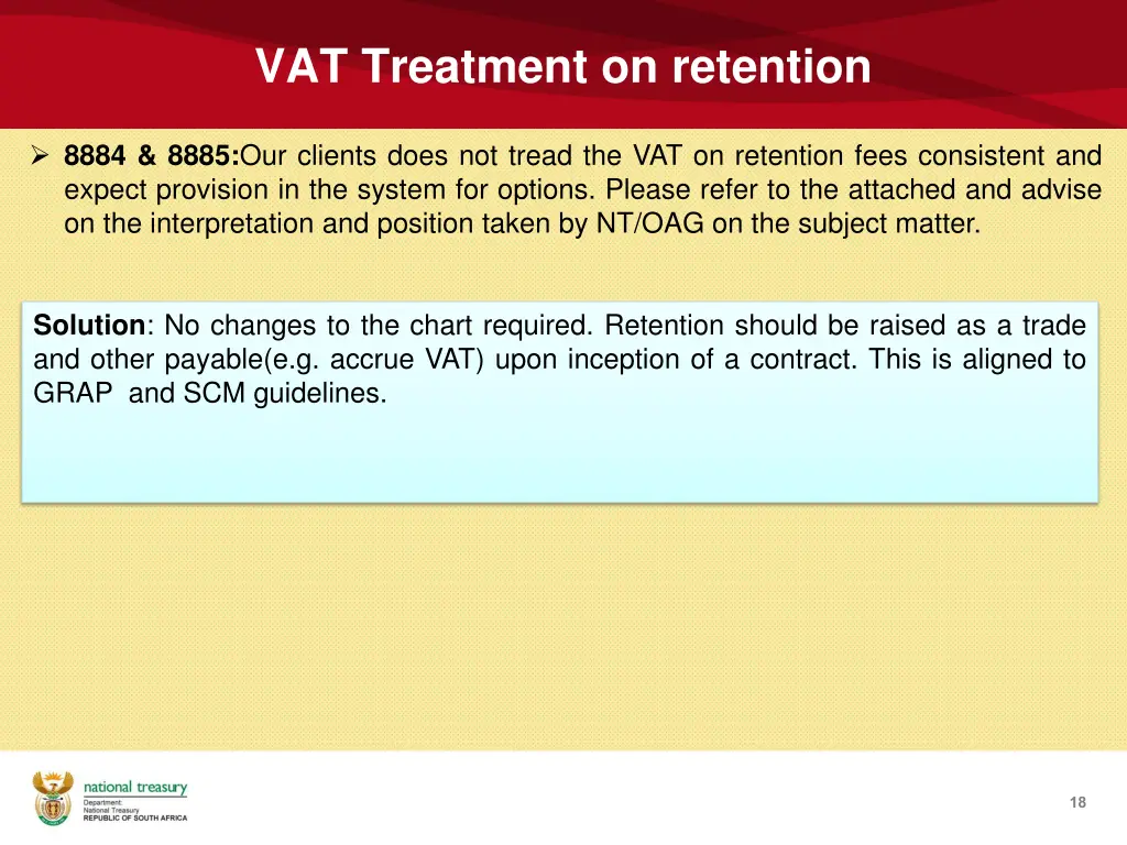 vat treatment on retention