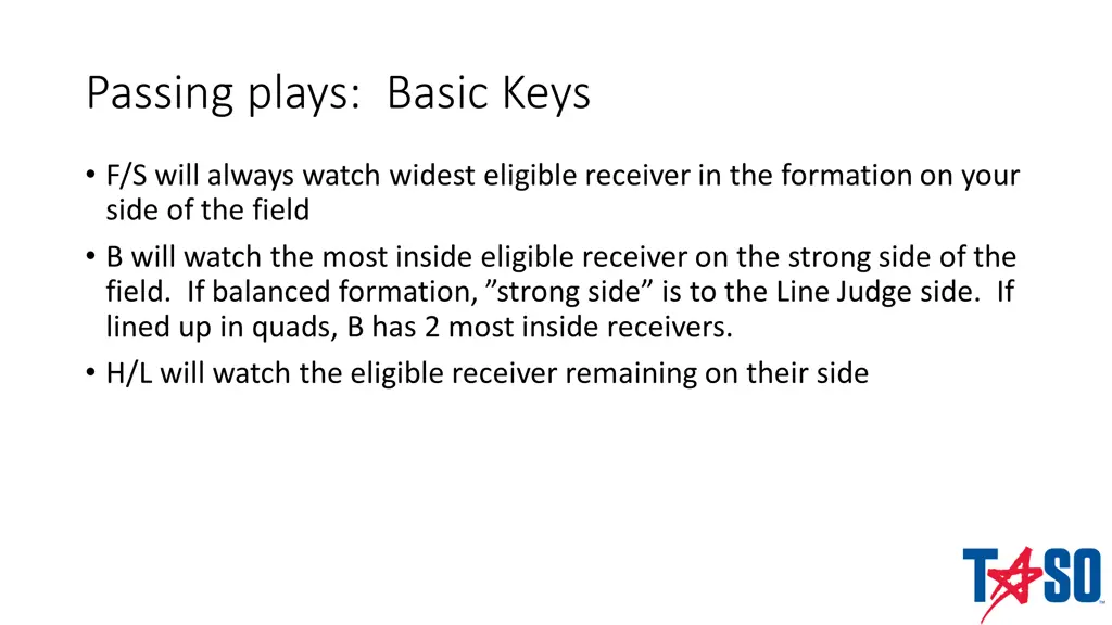 passing plays basic keys