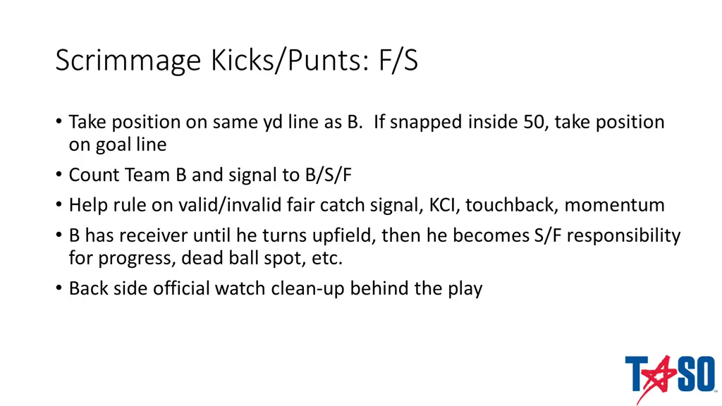 scrimmage kicks punts f s