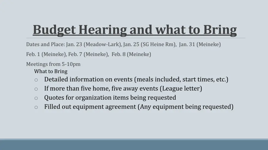 budget hearing and what to bring