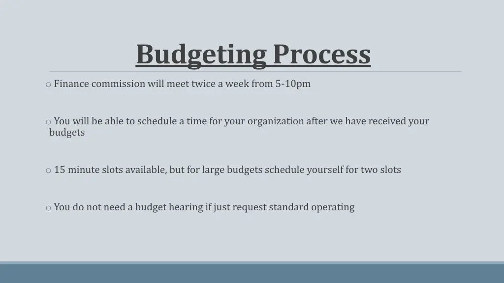 budgeting process