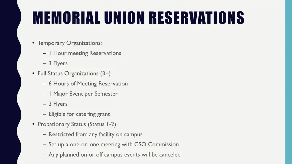 memorial union reservations