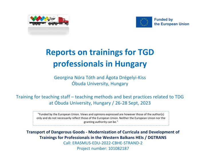 reports on trainings for tgd professionals