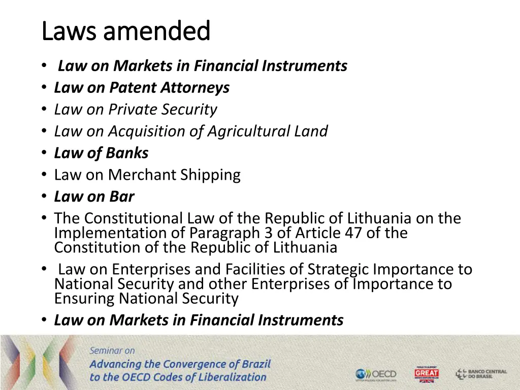 laws amended laws amended law on markets