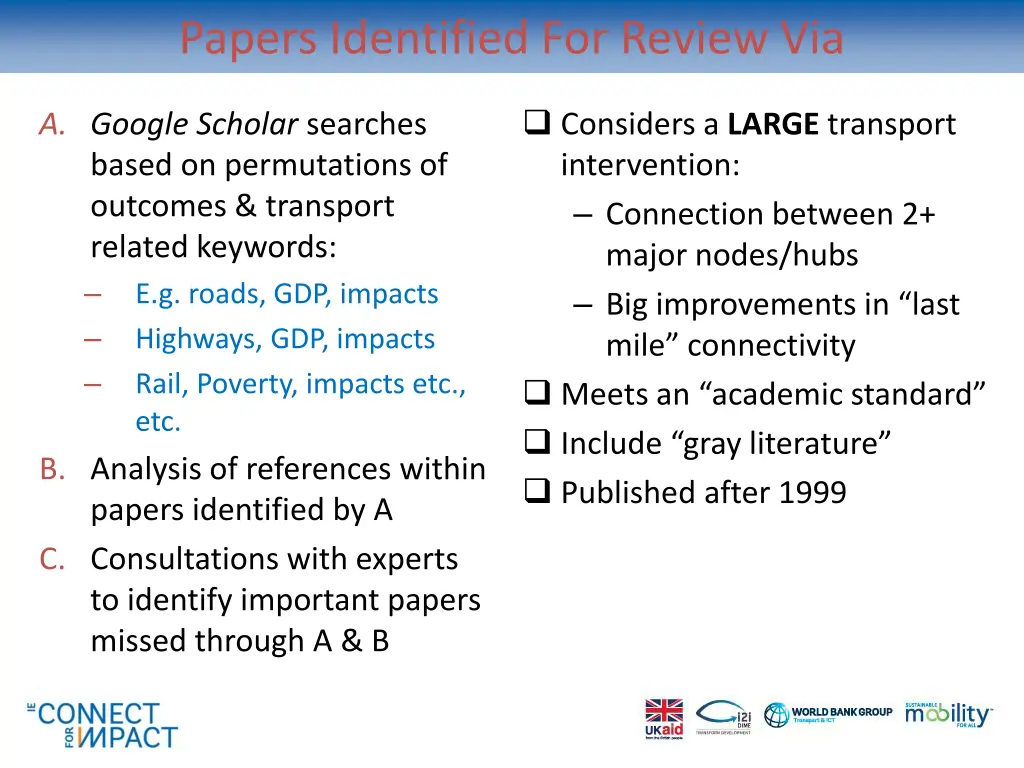 papers identified for review via