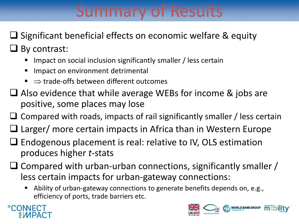 summary of results