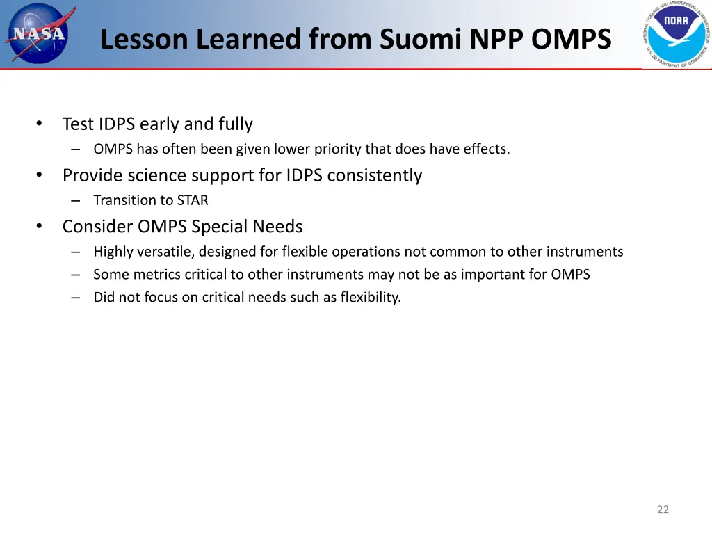 lesson learned from suomi npp omps