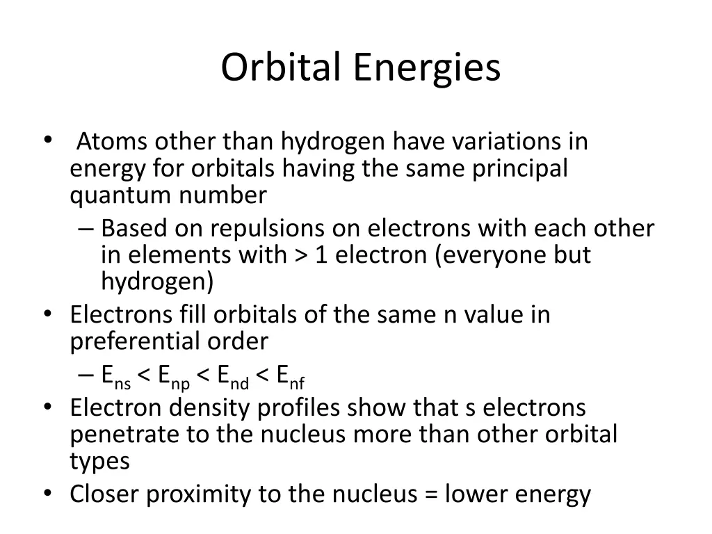 orbital energies 2