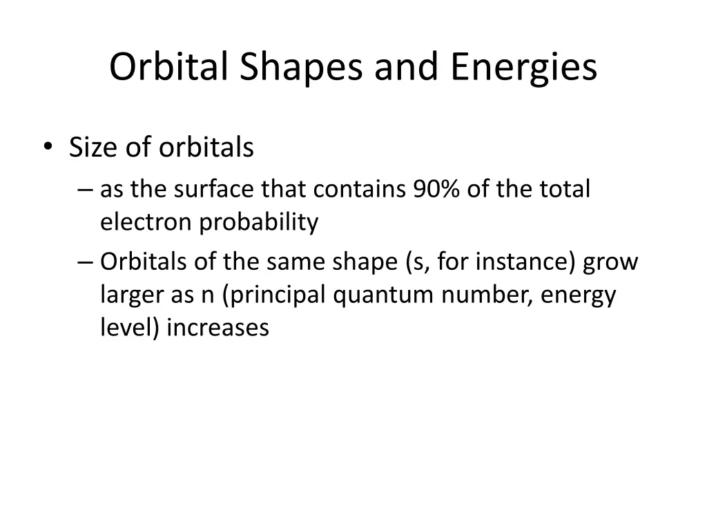 orbital shapes and energies