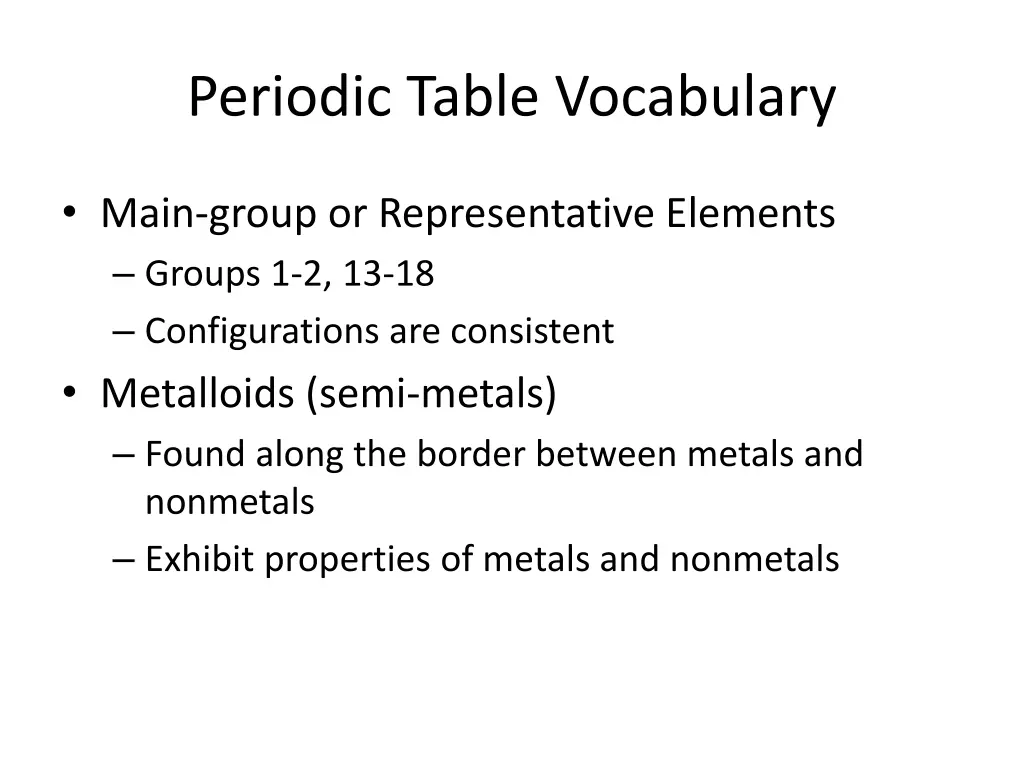 periodic table vocabulary 1