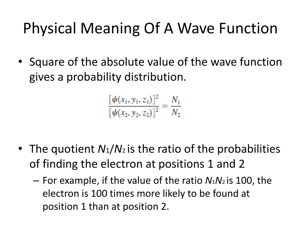 physical meaning of a wave function