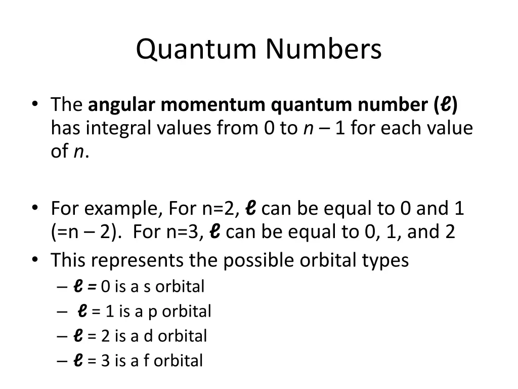 quantum numbers 2