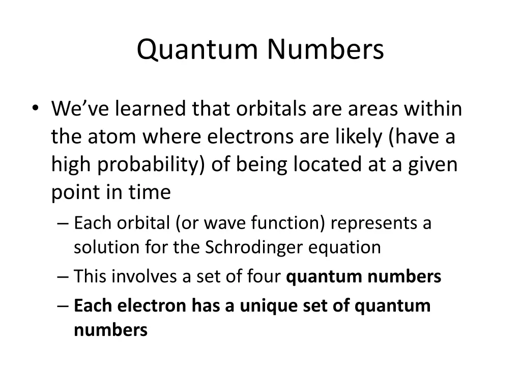 quantum numbers