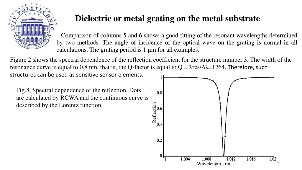 dielectric or metal grating on the metal substrate 2