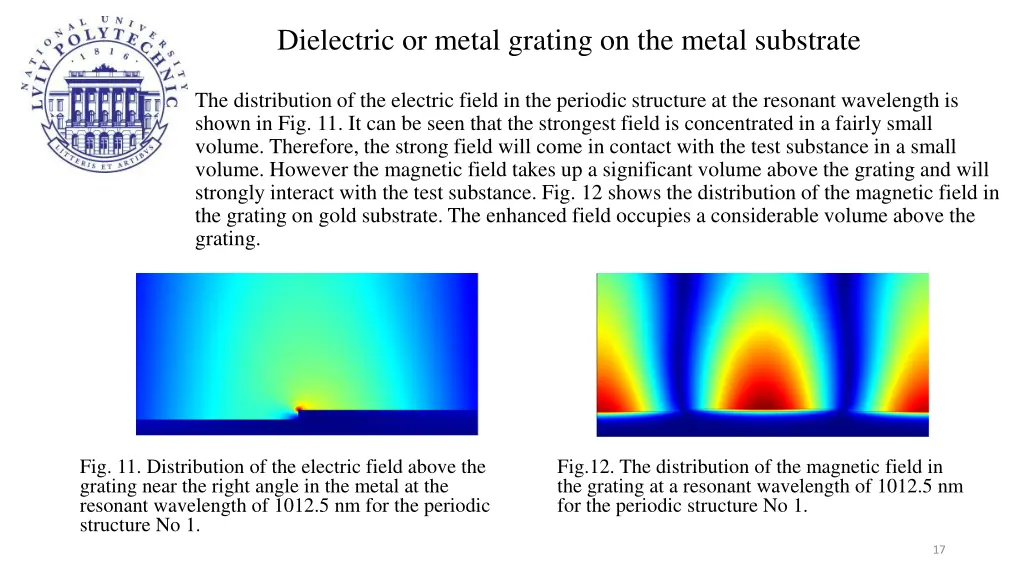 dielectric or metal grating on the metal substrate 4