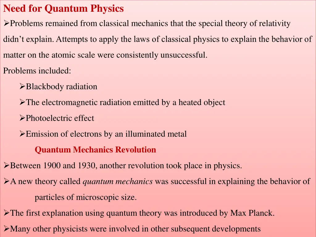 need for quantum physics problems remained from