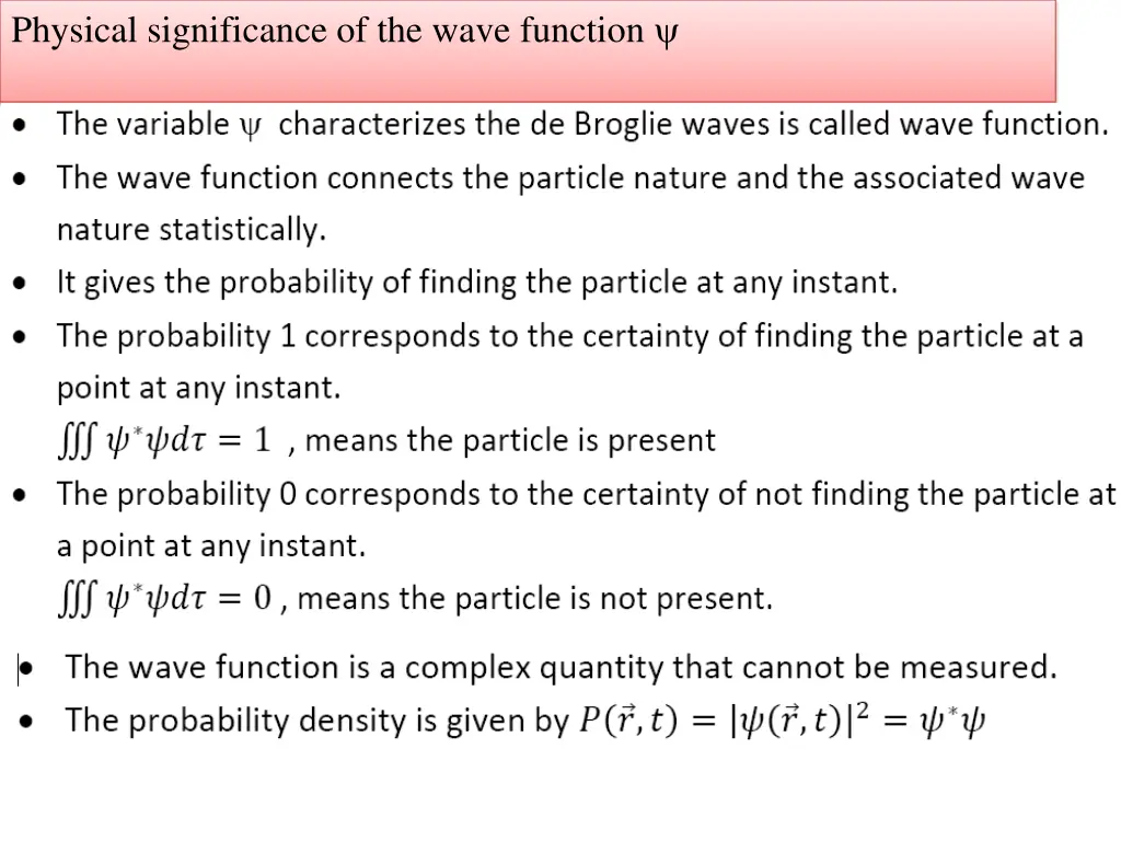 physical significance of the wave function