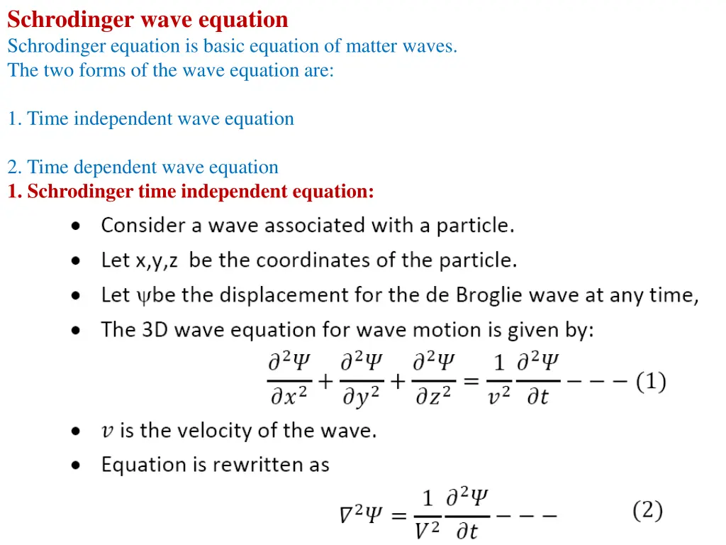 schrodinger wave equation schrodinger equation