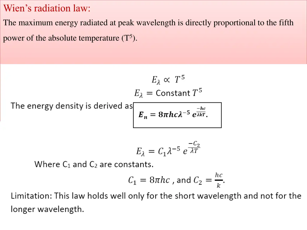 wien s radiation law the maximum energy radiated