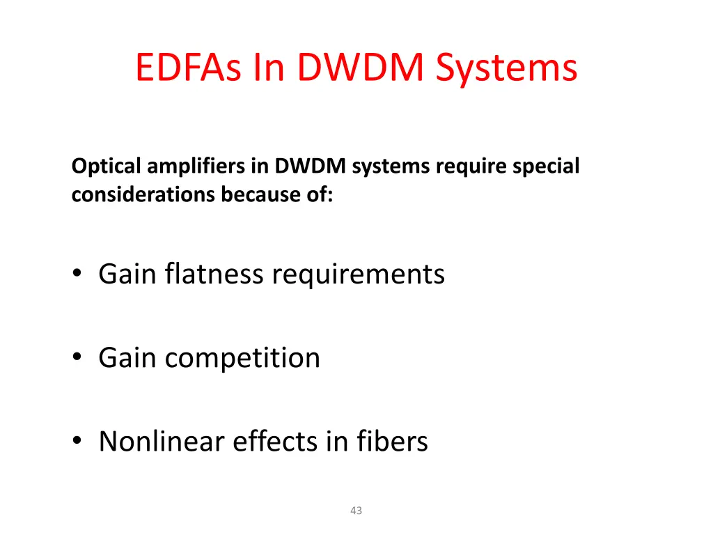 edfas in dwdm systems