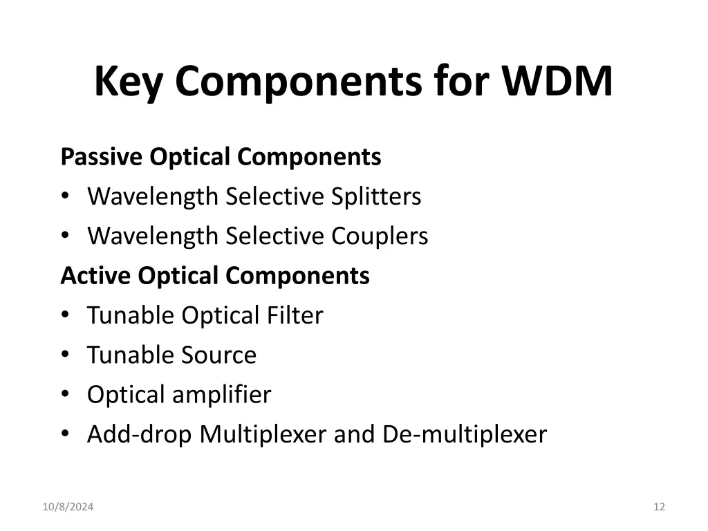 key components for wdm