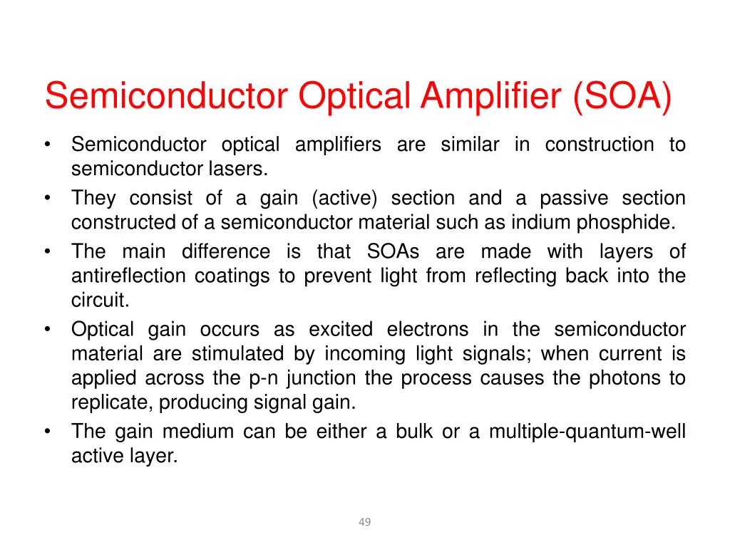 semiconductor optical amplifier soa 1