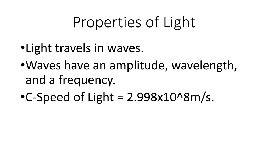 properties of light