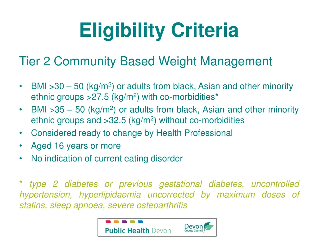 eligibility criteria