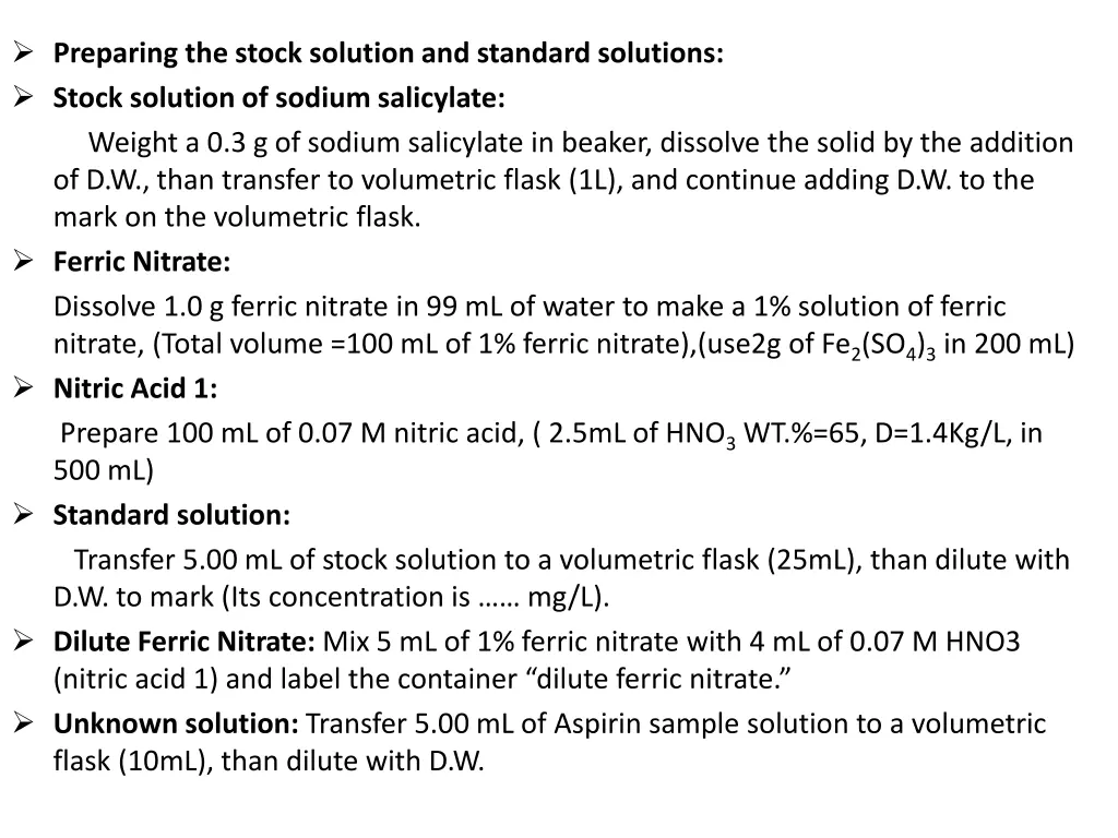 preparing the stock solution and standard