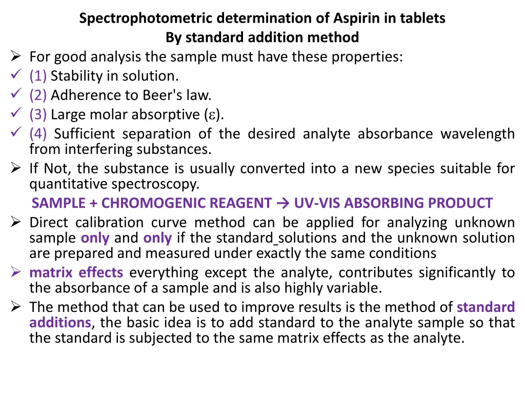 spectrophotometric determination of aspirin