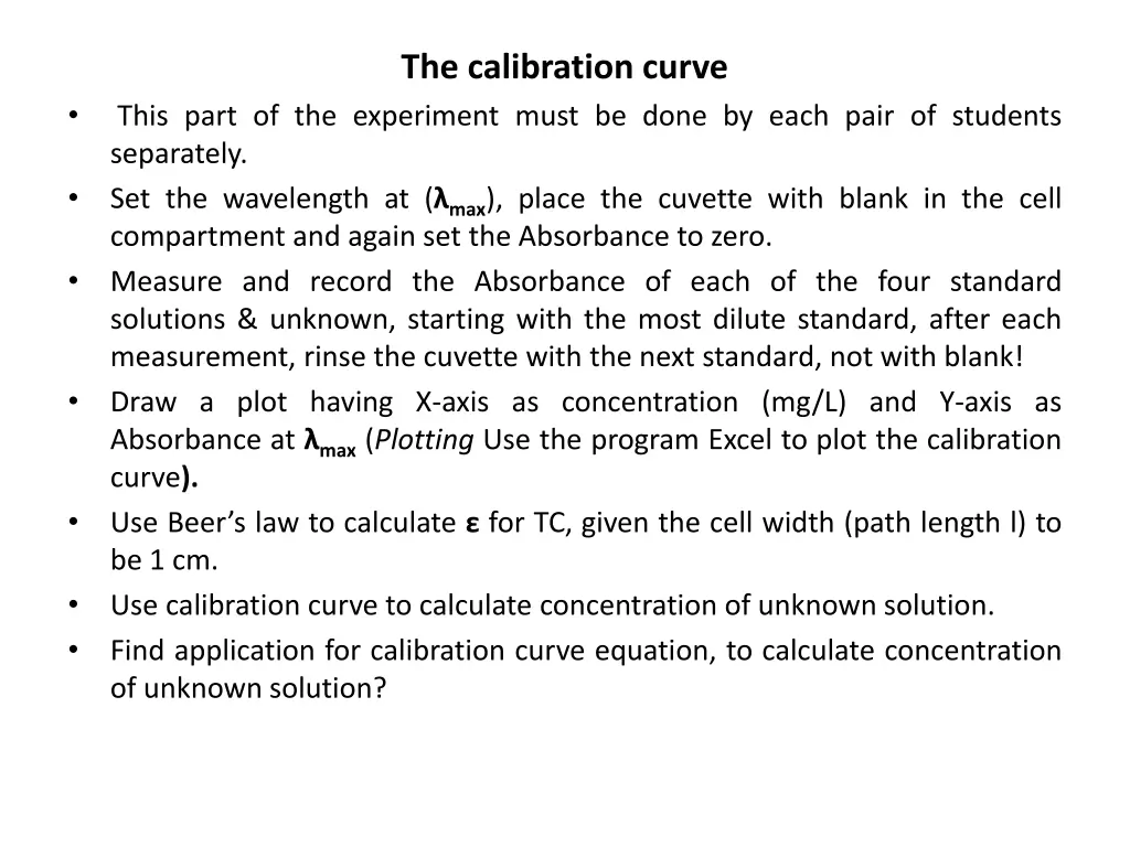 the calibration curve