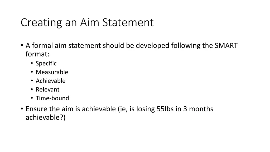 creating an aim statement