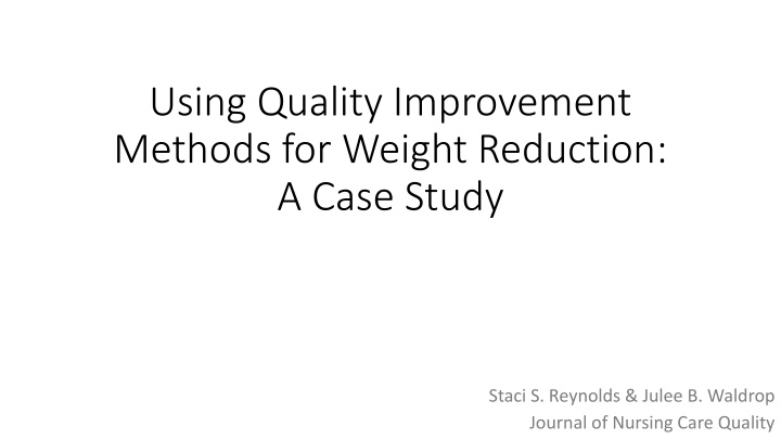 using quality improvement methods for weight