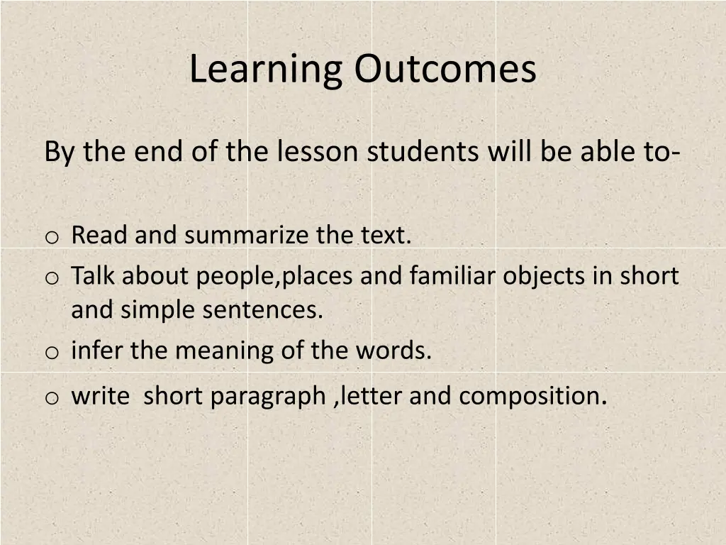 learning outcomes