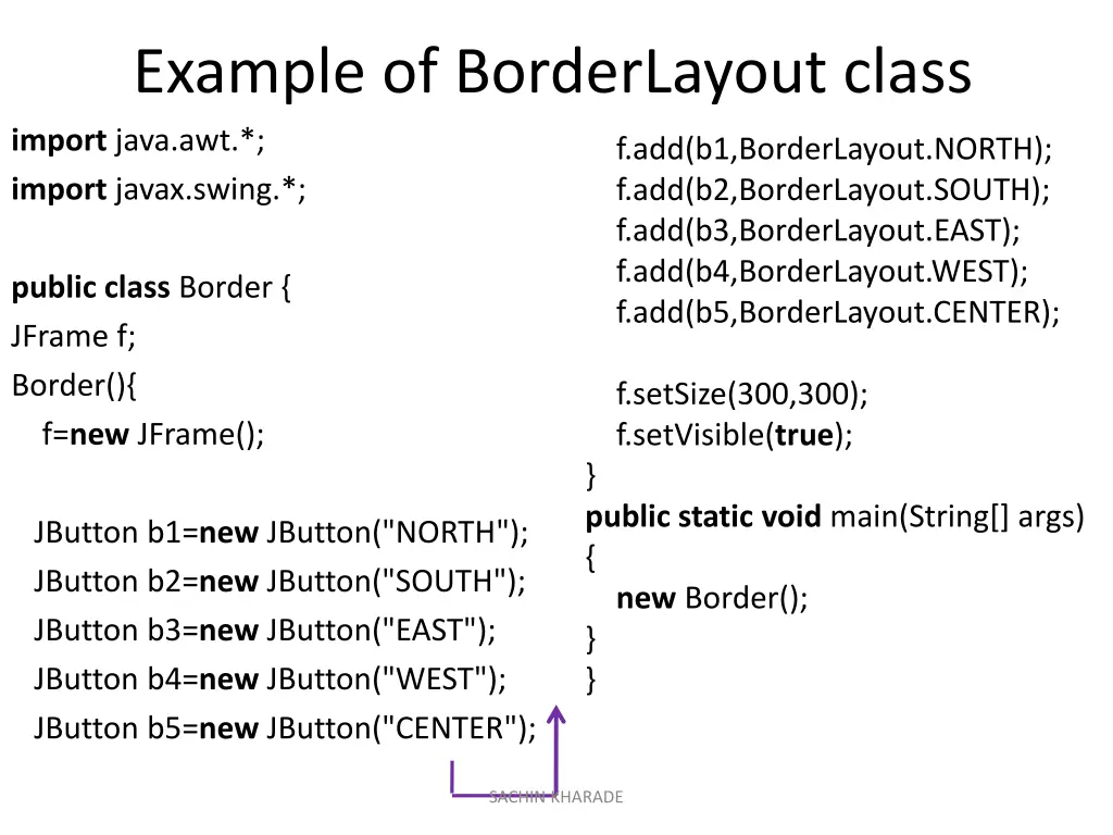 example of borderlayout class import java