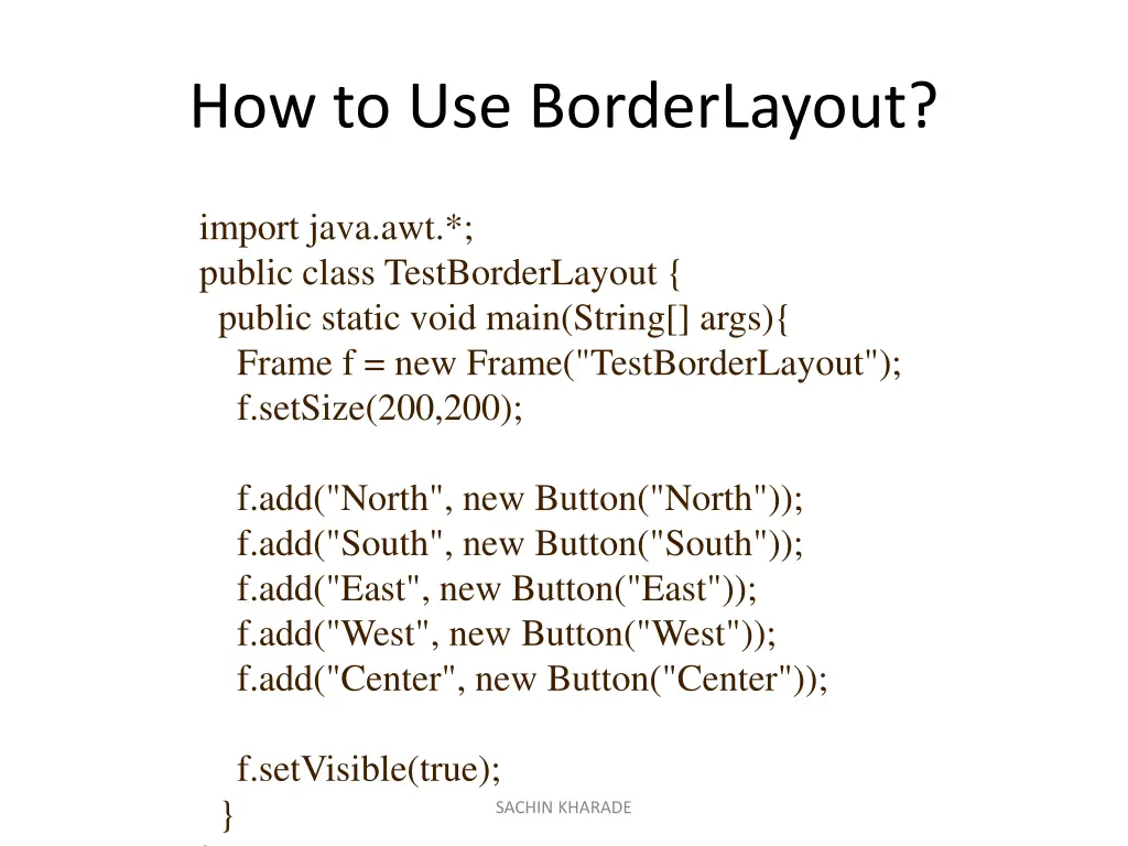 how to use borderlayout