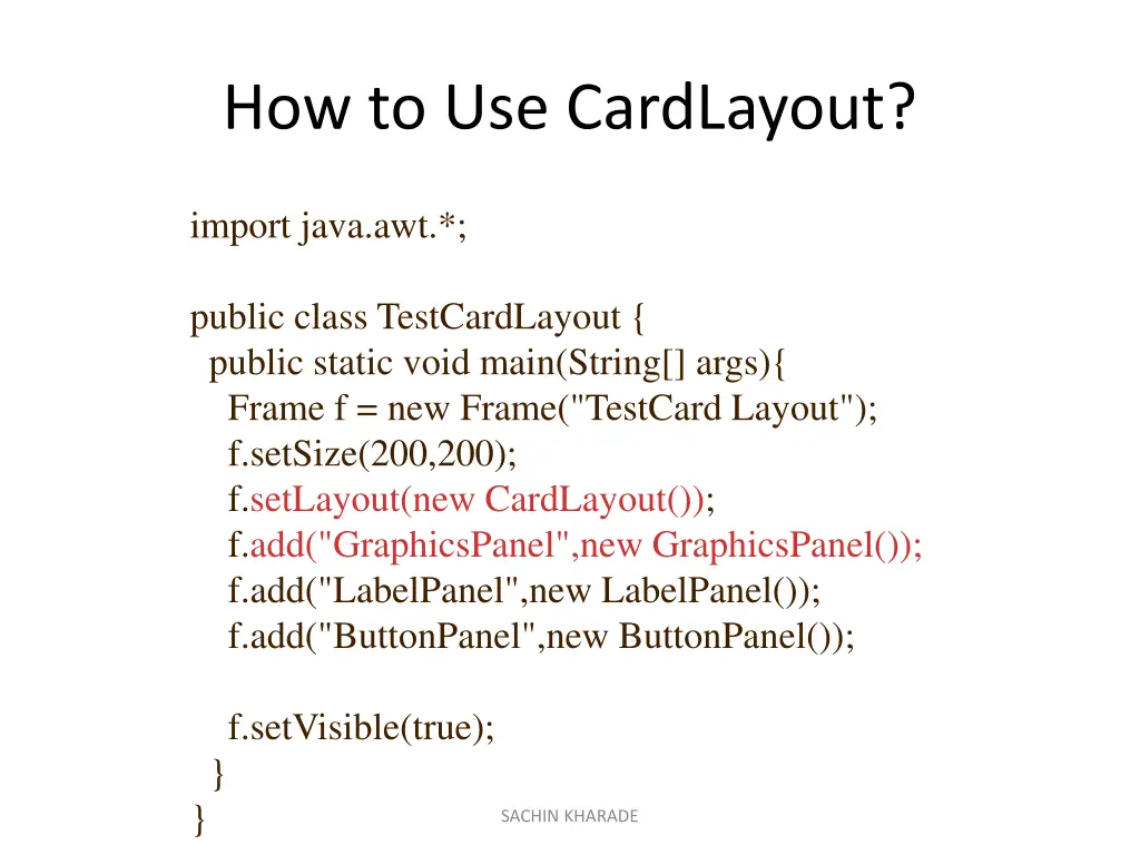 how to use cardlayout