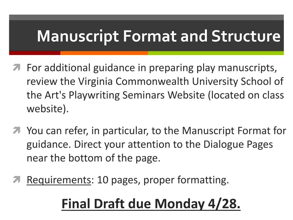 manuscript format and structure