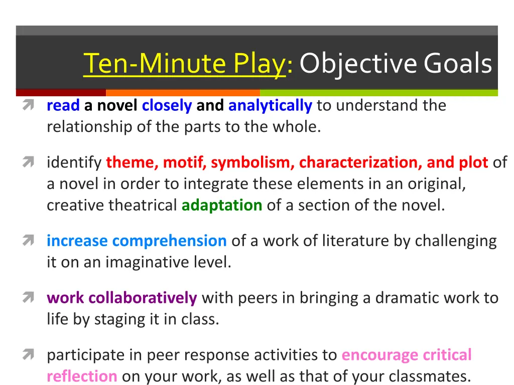 ten minute play objective goals